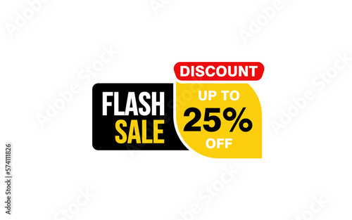 25 Percent FLASH SALE offer, clearance, promotion banner layout with sticker style. 

