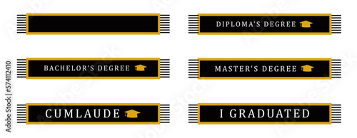 Graduation Black Gold Sash. Minimalis vector illustration for graduation. Set of Graduation Sash Vector Illustration. 