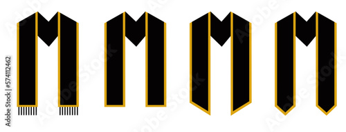 Graduation Sash Vector Illustration. Graduation Black Gold Sash. Graduation sash with gold edging