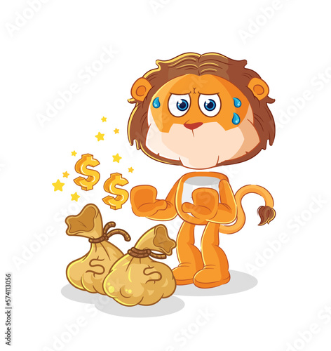 lion refuse money illustration. character vector