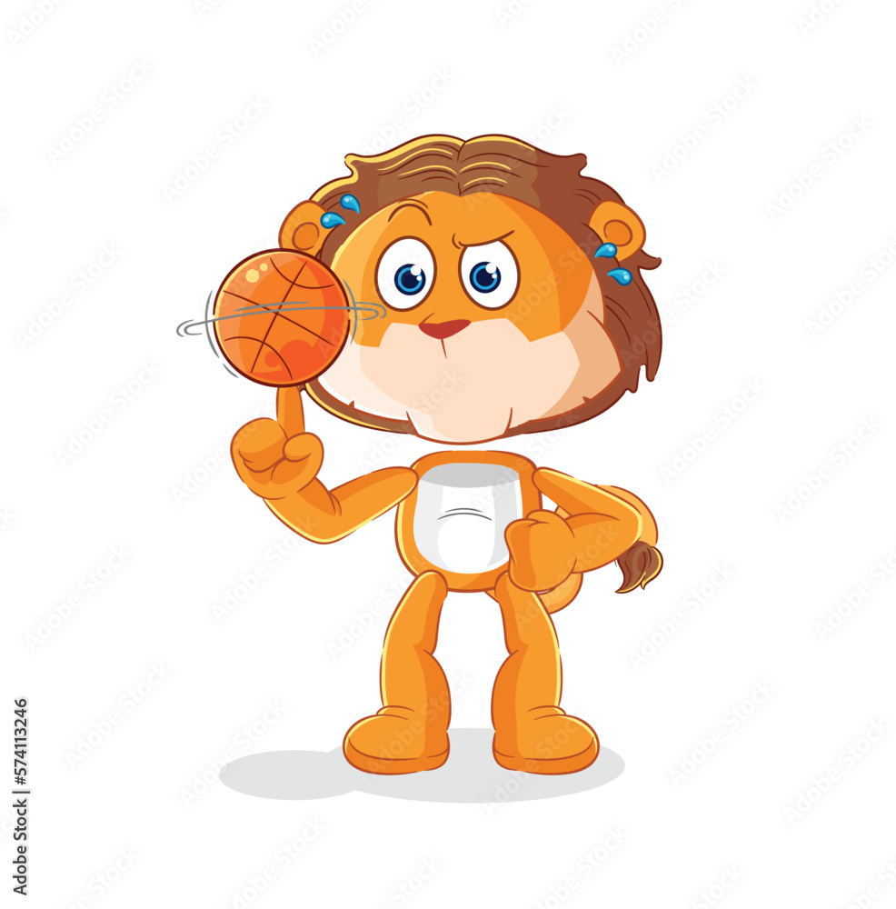 lion playing basket ball mascot. cartoon vector lion playing basket ball mascot. cartoon vector