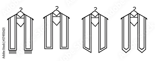 Graduation Sash icons. Concept of study, graduation and degree.