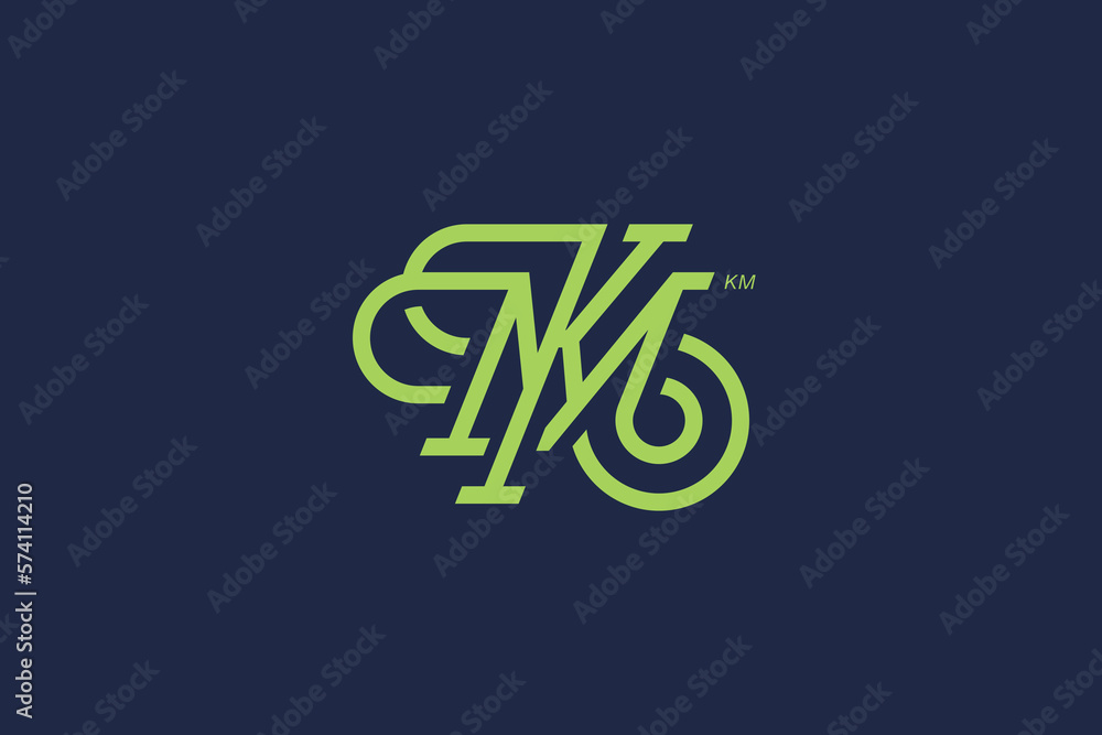 Letter K and M Monogram Logo Design Vector Stock Vector Adobe Stock