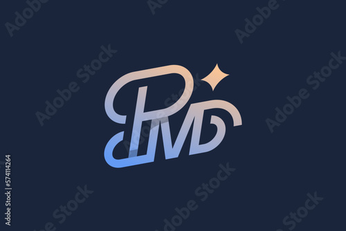 Letter P and M Monogram Logo Design Vector
