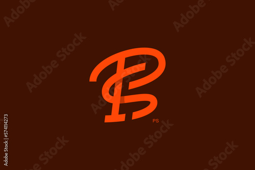 Letter P and S Monogram Logo Design Vector