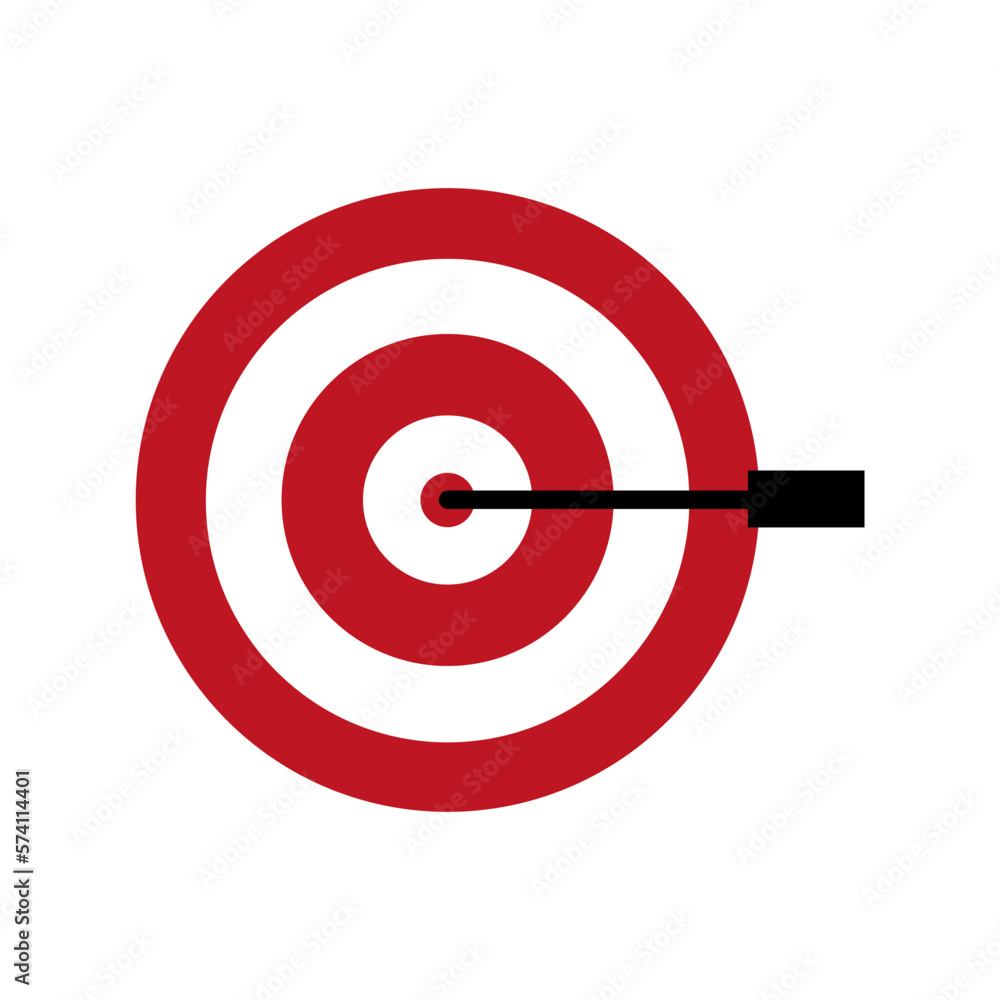 Red target arrow. Business strategy achievement. Vector illustration. Red target arrow. Business strategy achievement. Vector illustration.
