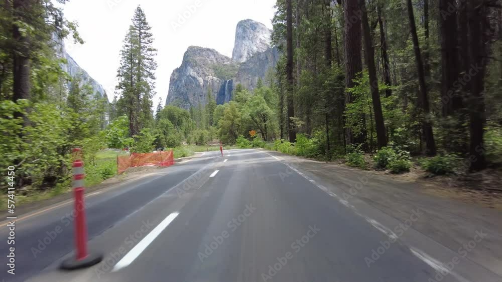 Yosemite Valley Front View 4 Southbound 03 Bridalveil Fall to El Capitan Road Driving Plate California USA World Heritage Site