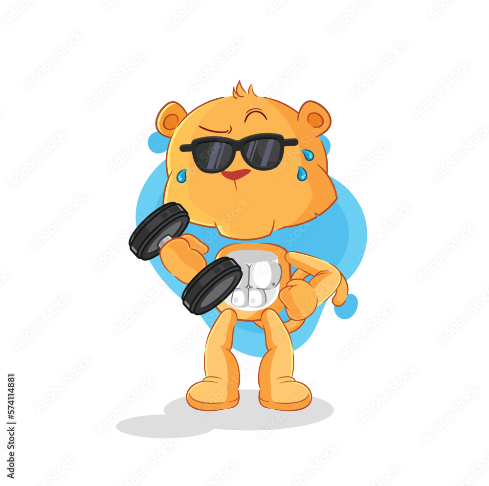 lioness lifting dumbbell vector. cartoon character lioness lifting dumbbell vector. cartoon character