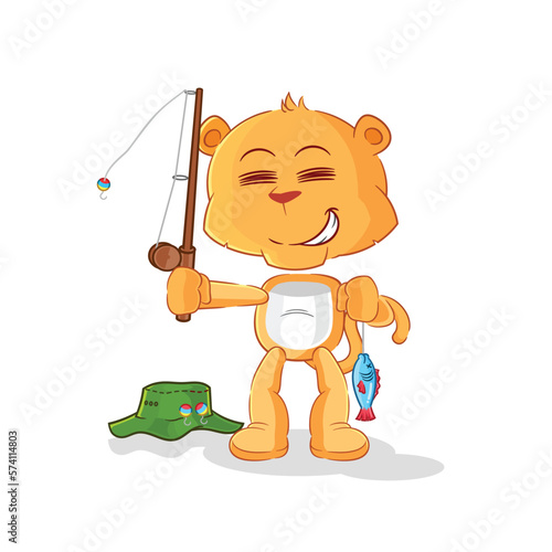 lioness fisherman illustration. character vector