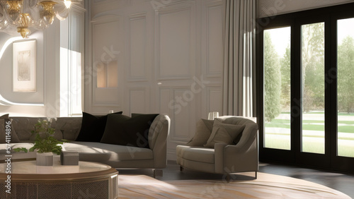 Posh Mansion Living Room, Generative AI © Francisco