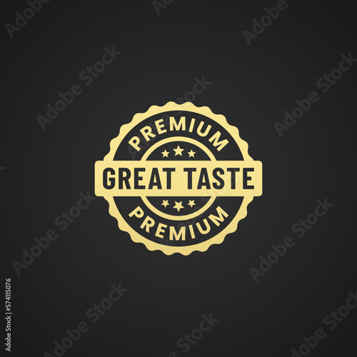 Great Taste Label Vector or Great Taste Logo Vector Isolated on Black Background. Great taste label design for the highest quality products. To seal the product with the best premium quality taste.