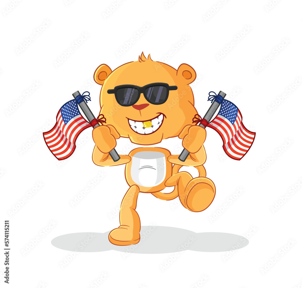 Naklejka premium lioness american youth cartoon mascot vector