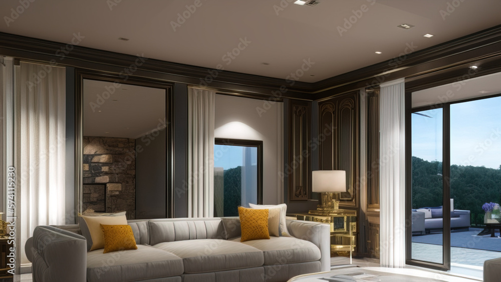 Spectacular Living Room in a Mansion, Generative AI Spectacular Living Room in a Mansion, Generative AI