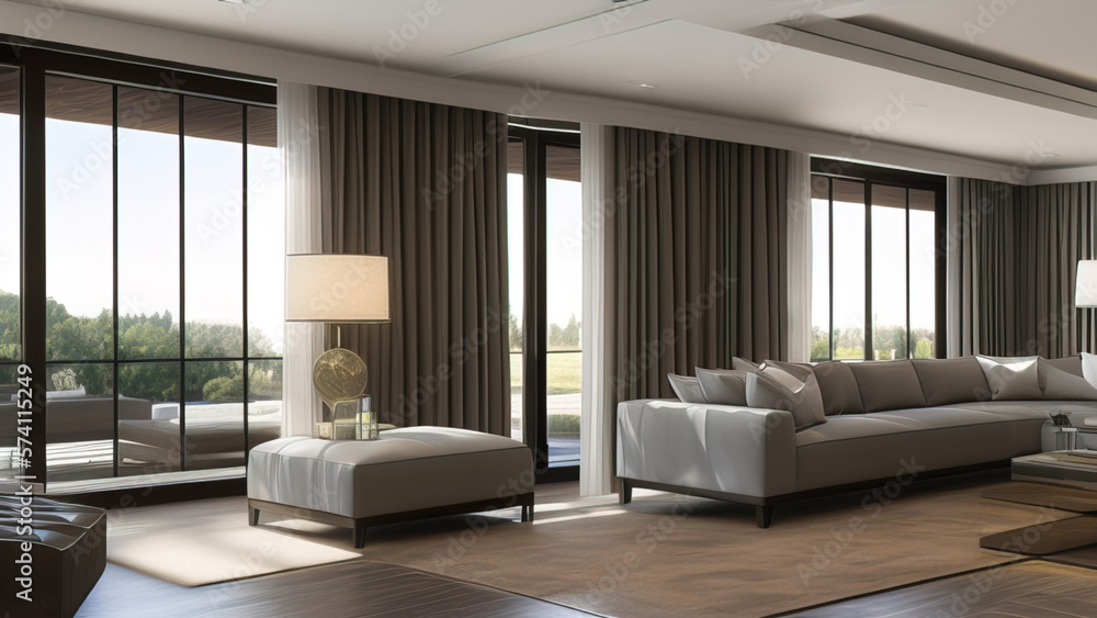 Refined Mansion Living Room, Generative AI Refined Mansion Living Room, Generative AI