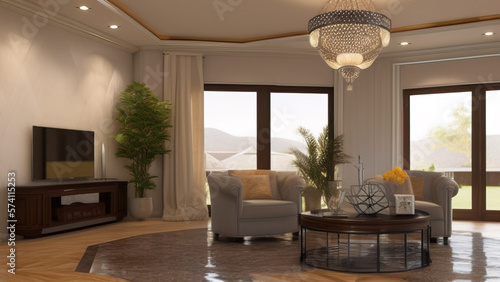 Glamorous Living Room in a Mansion, Generative AI