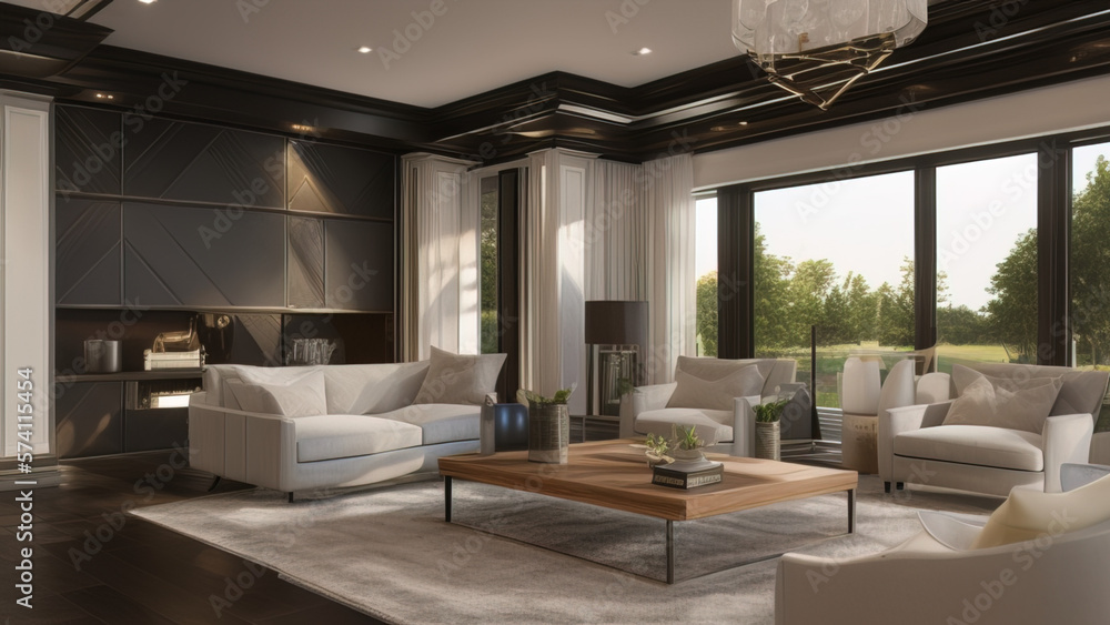 Refined Mansion Living Room, Generative AI Refined Mansion Living Room, Generative AI