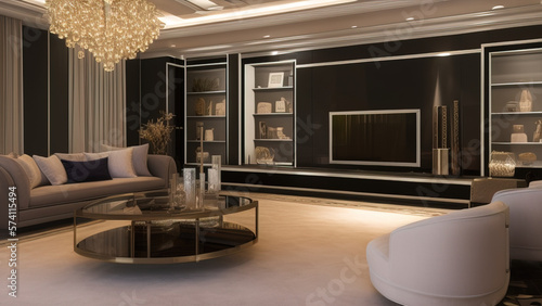 Swanky Mansion Living Room  Generative AI