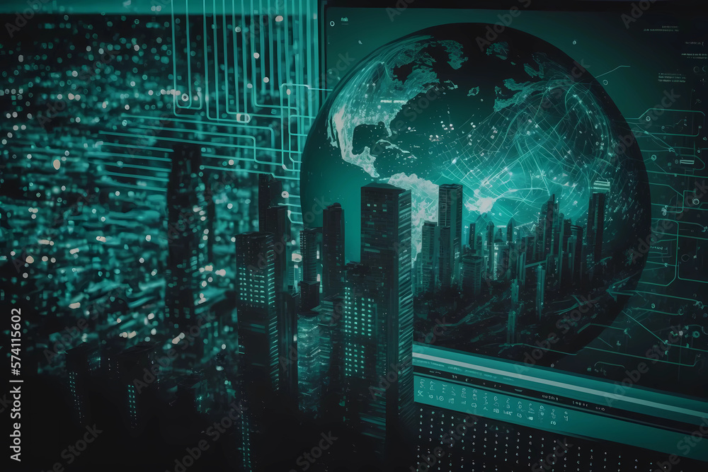 The Age of Digital Cyberspace Technology Cityscape Building and Futuristic Background Generative AI The Age of Digital Cyberspace Technology Cityscape Building and Futuristic Background Generative AI