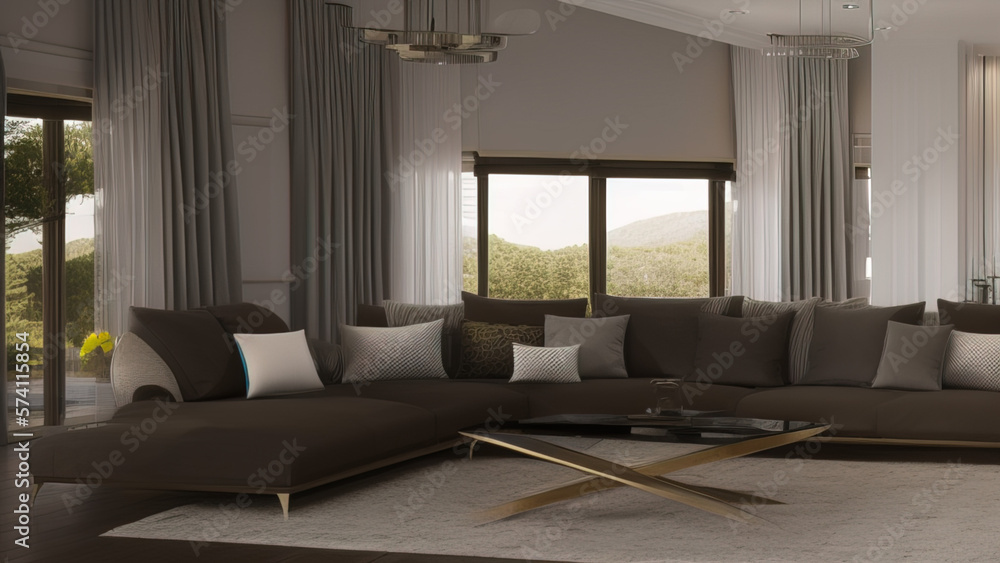 Fototapeta premium Opulent Living Room in a Mansion, Generative AI