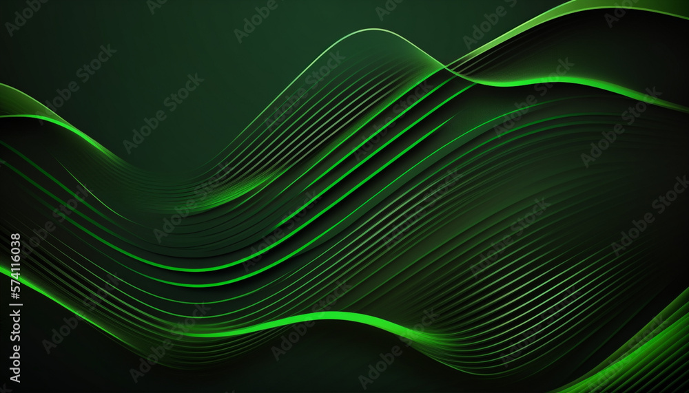 Green wavy lines futuristic, wallpaper, Generative AI Green wavy lines futuristic, wallpaper, Generative AI