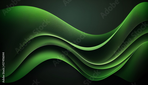 Green wavy lines futuristic, wallpaper, Generative AI © ROYALE