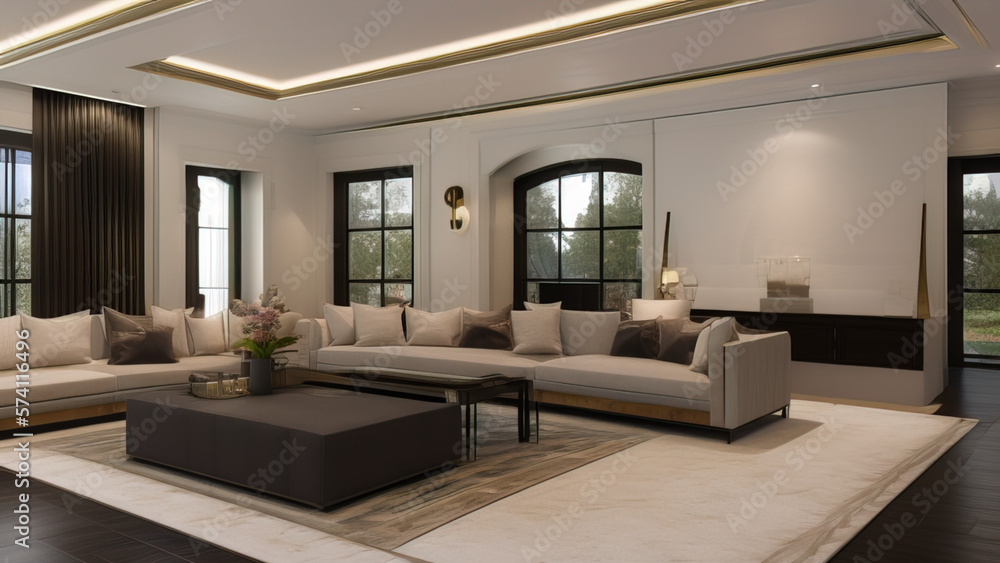 Outstanding Living Room in a Mansion, Generative AI Outstanding Living Room in a Mansion, Generative AI