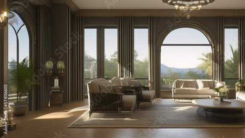 Elegant Living Room in a Mansion, Generative AI