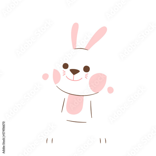 Cute White Rabbit Character, Illustration, Transparent
