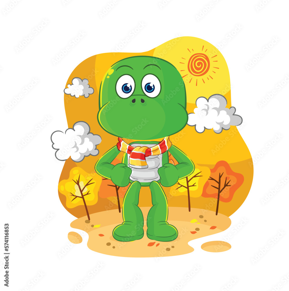 Obraz premium turtle in the autumn. cartoon mascot vector