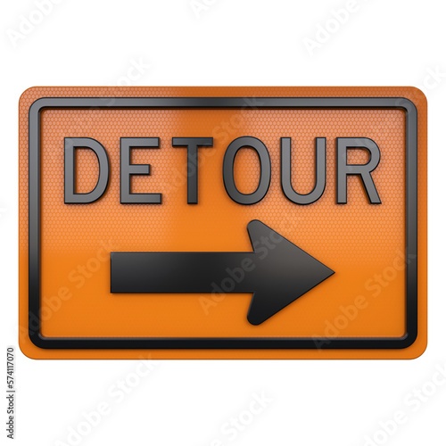 3D illustration of road traffic sign Detour