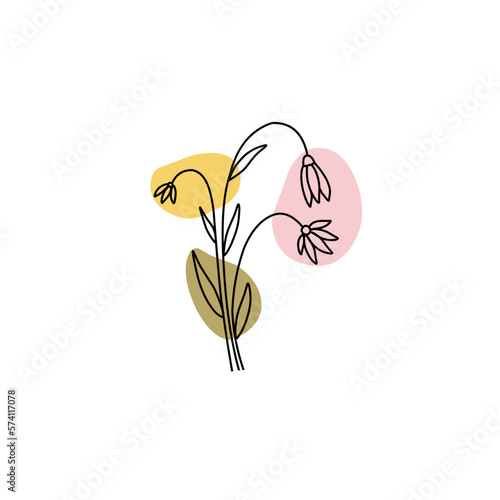 Flower line art blob vector 