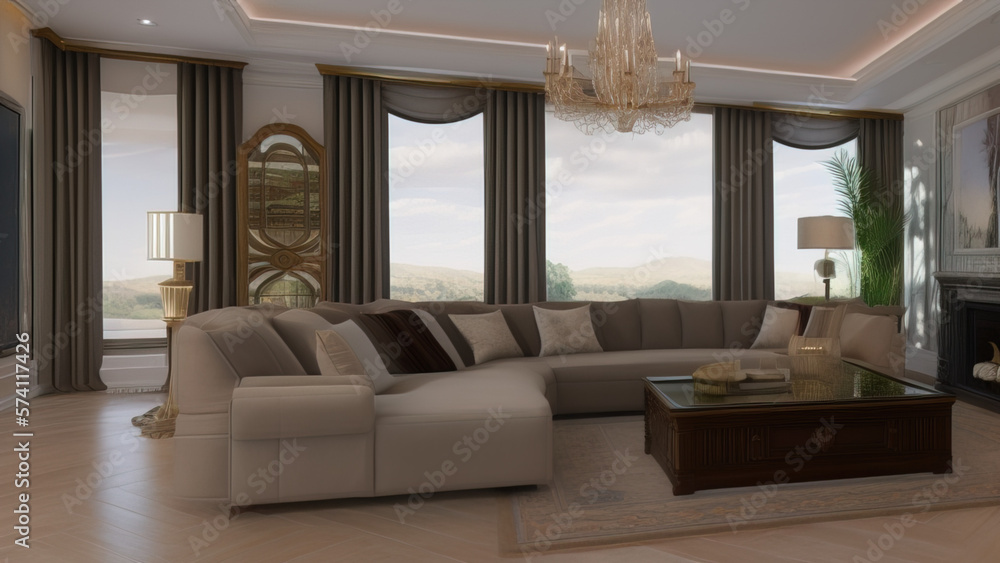 Glorious Mansion Living Room, Generative AI