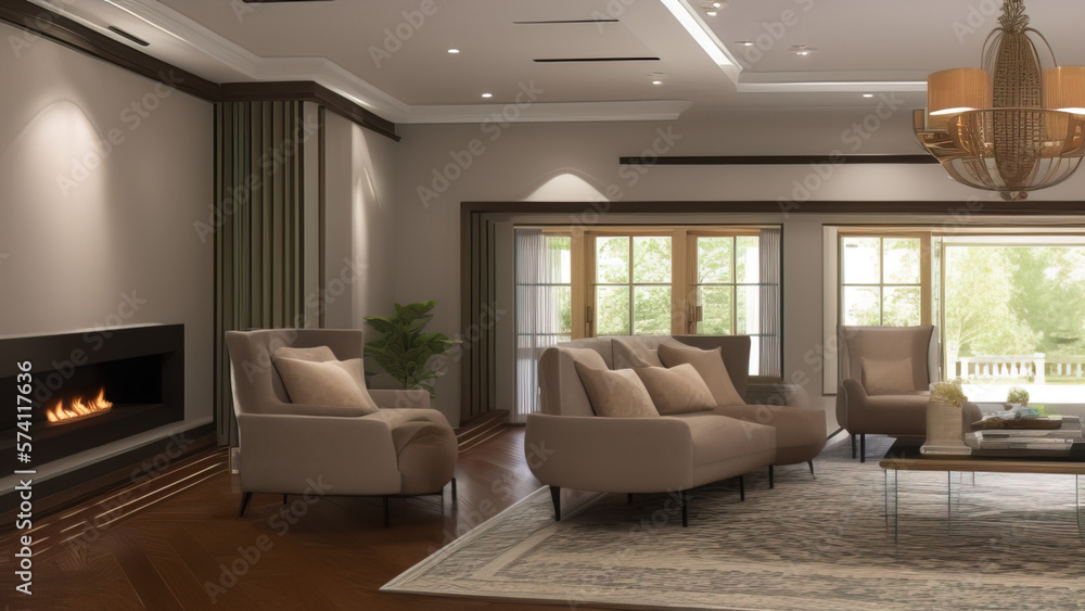 Designer Mansion Living Room, Generative AI Designer Mansion Living Room, Generative AI
