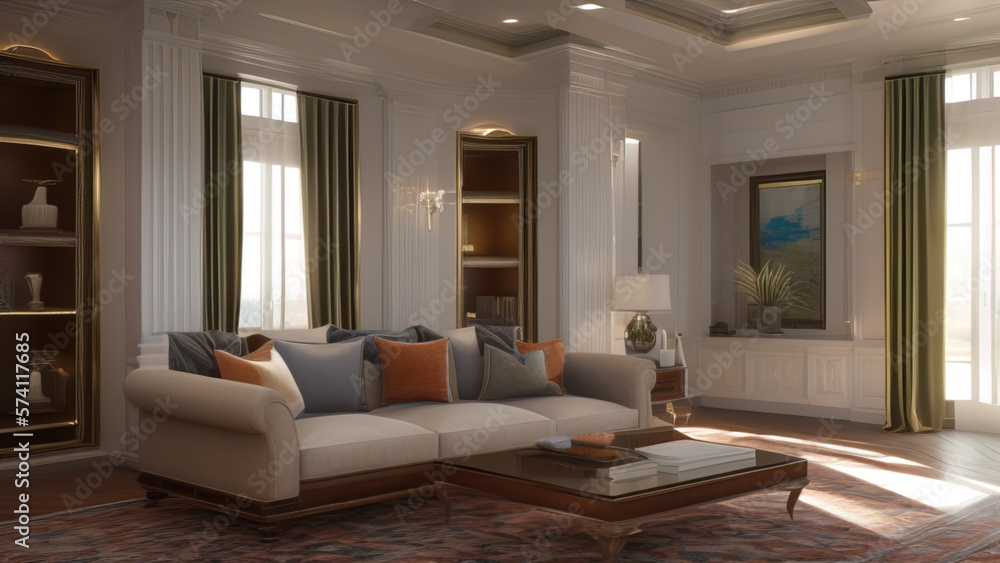 Naklejka premium Fascinating Living Room in a Mansion, Generative AI