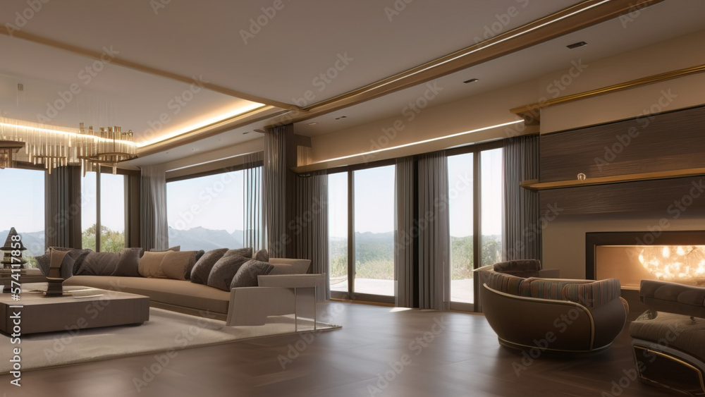 Fototapeta premium Timeless Mansion Living Room, Generative AI