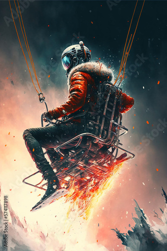 Pilot in ejector seat, made with generative AI photo