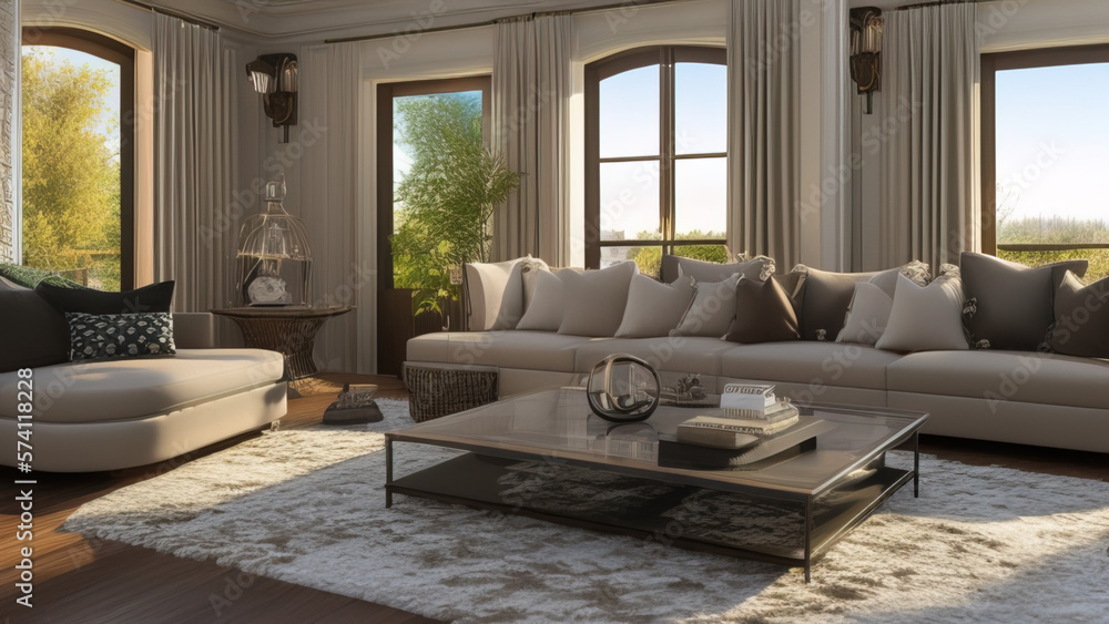 Fascinating Living Room in a Mansion, Generative AI Fascinating Living Room in a Mansion, Generative AI