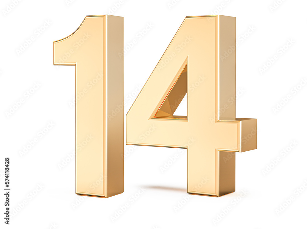 Fototapeta premium 3d gold Number 14