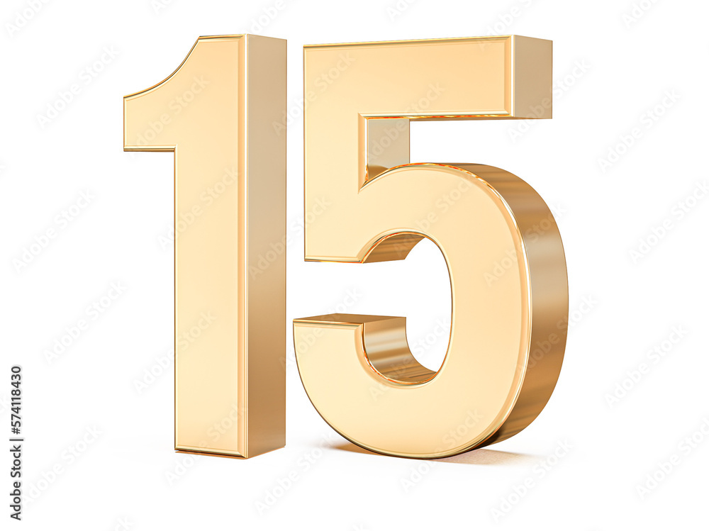 Fototapeta premium 3d gold Number 15
