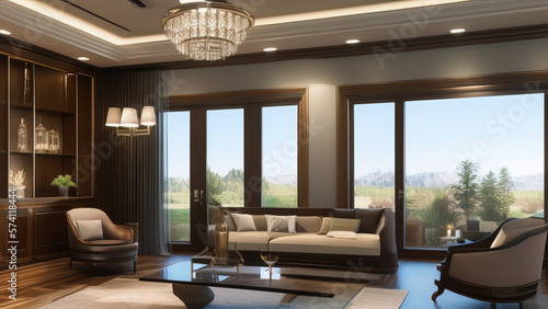 Splendid Mansion Living Room, Generative AI © Francisco