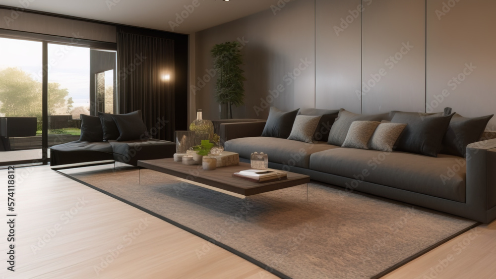 Stylish Living Room in a Mansion, Generative AI Stylish Living Room in a Mansion, Generative AI
