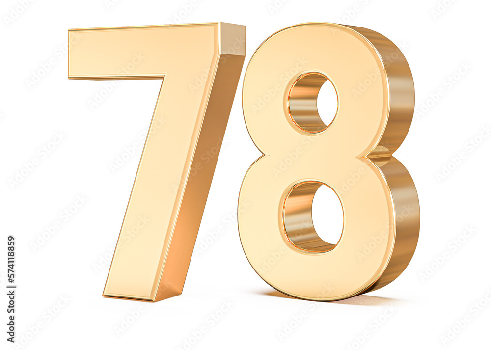 3d gold Number 78 3d gold Number 78