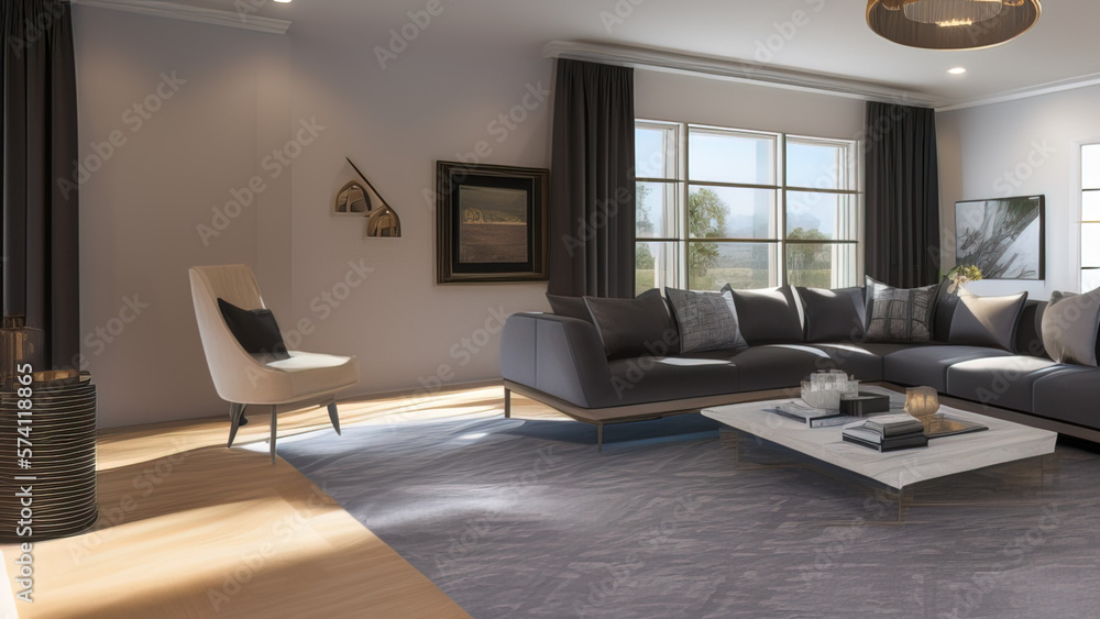 Designer Mansion Living Room, Generative AI