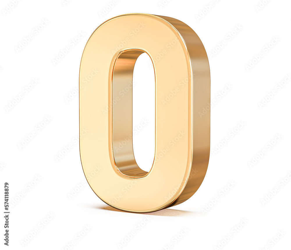 3d gold Number 0