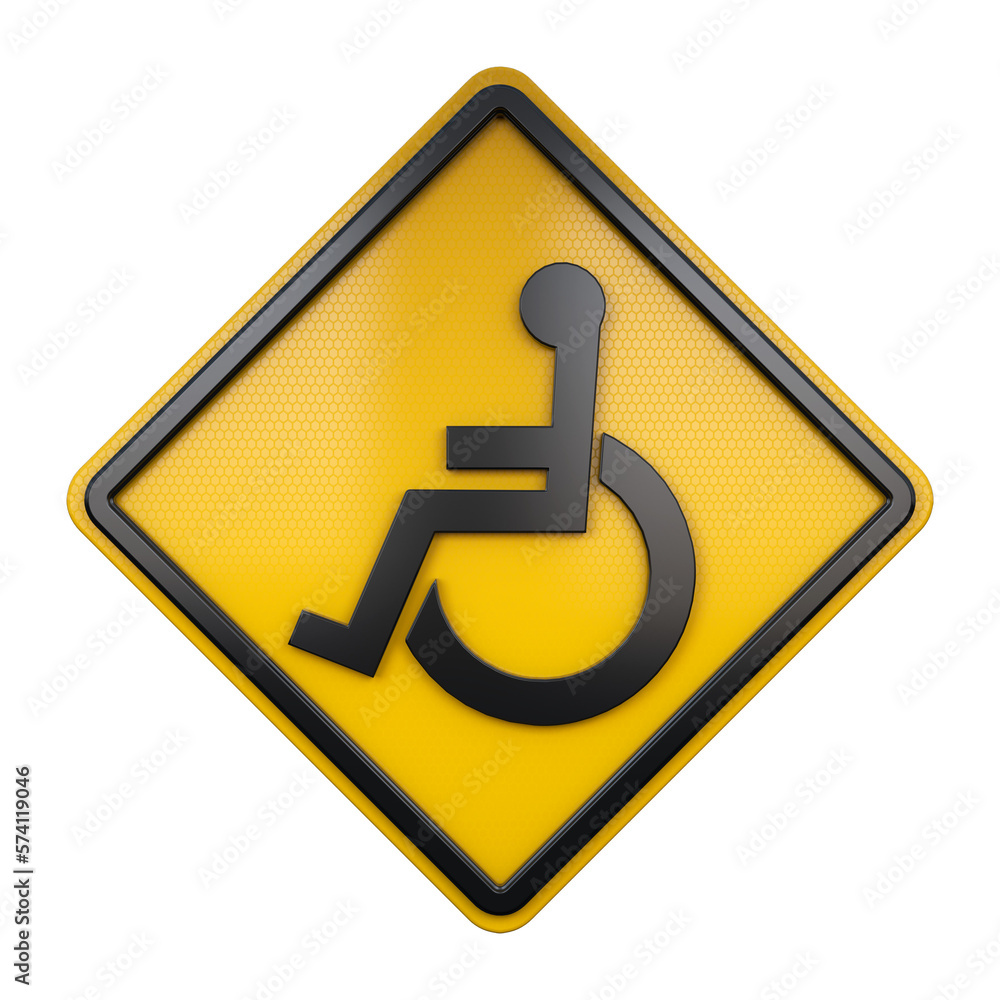 3D illustration of road traffic sign Handicapped 3D illustration of road traffic sign Handicapped