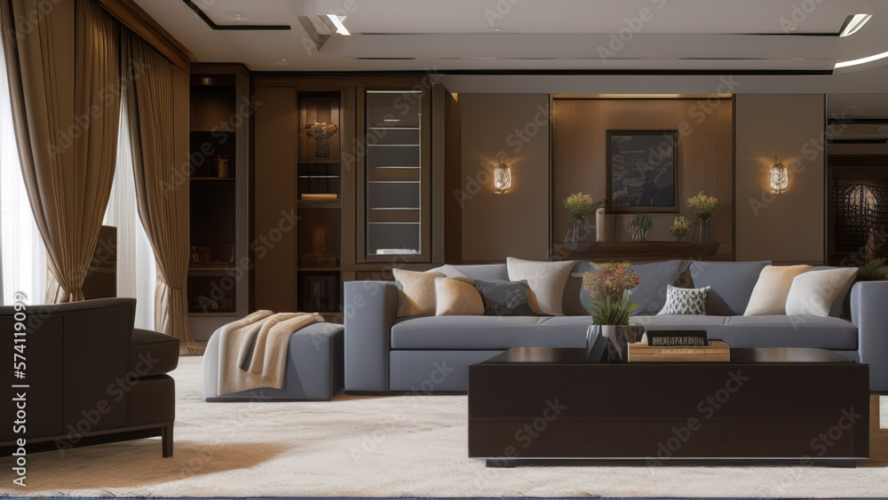 Striking Mansion Living Room, Generative AI Striking Mansion Living Room, Generative AI