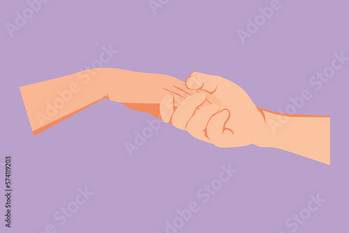 Wallpaper Mural Cartoon flat style drawing of romantic man and woman holding hands each other. Sign or symbol of love, caring, friendship, relationship. Hand gestures communication. Graphic design vector illustration Torontodigital.ca