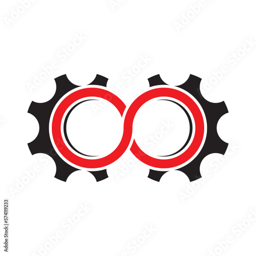 Infinity and gear logo vector icon