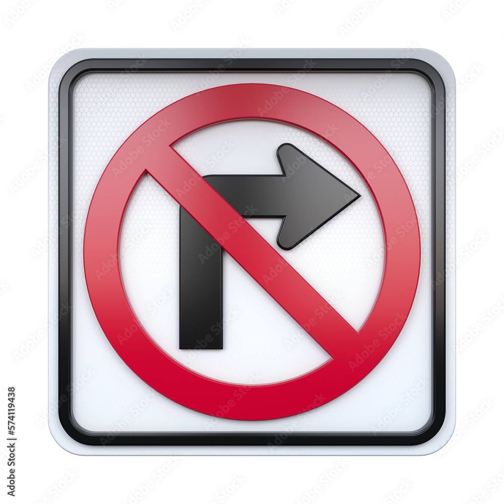 3D illustration of road traffic sign No Right Turn 3D illustration of road traffic sign No Right Turn
