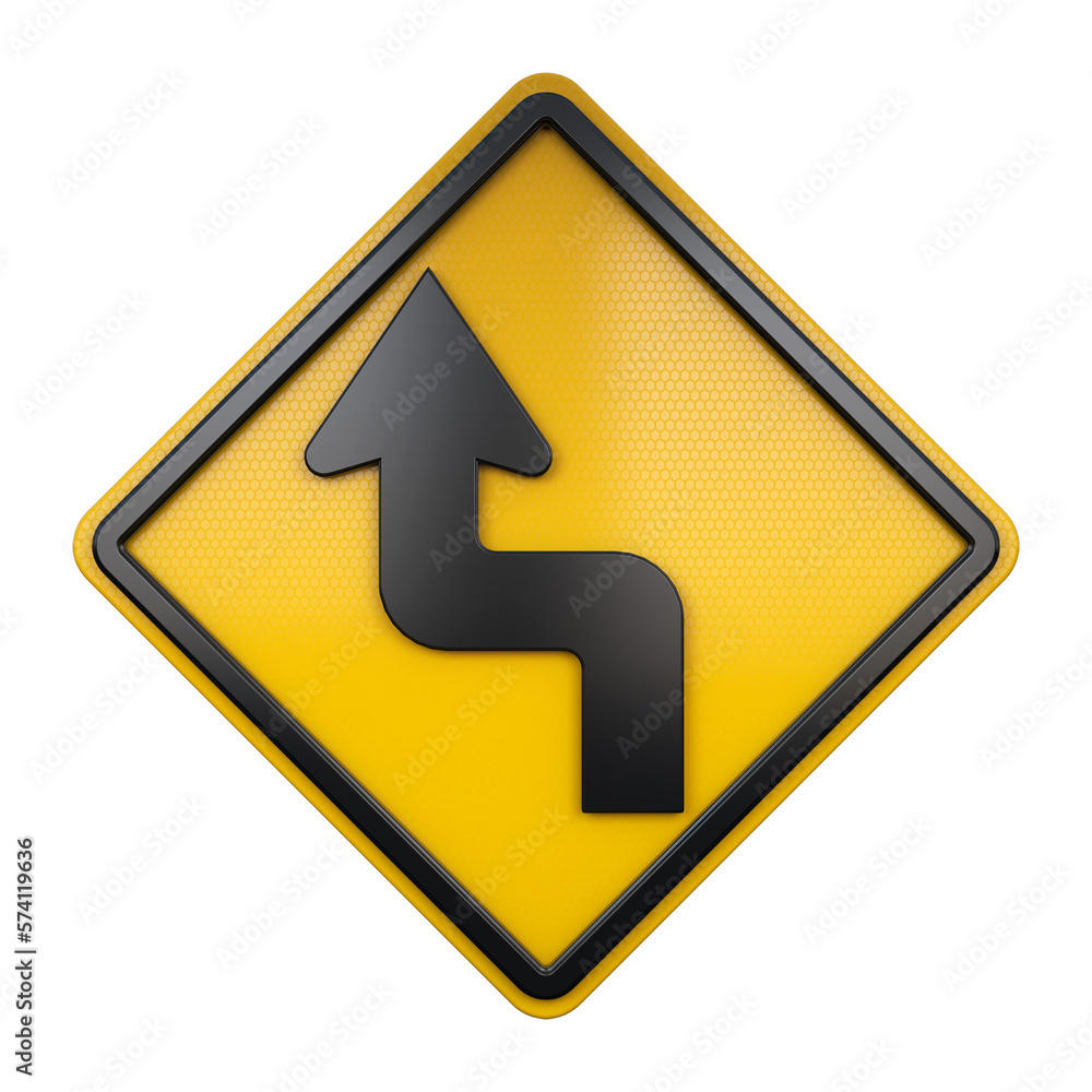 3D illustration of road traffic sign Reverse Turn 3D illustration of road traffic sign Reverse Turn